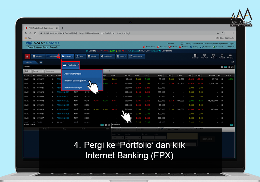 Tutorial Bergambar Cara Nak Masukkan Duit Ke Dalam Rhb Tradesmart Asri Ahmad Academy